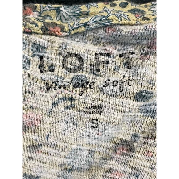 LOFT vintage soft floral cap sleeve tee Small 100% Cotton - Picture 4 of 8